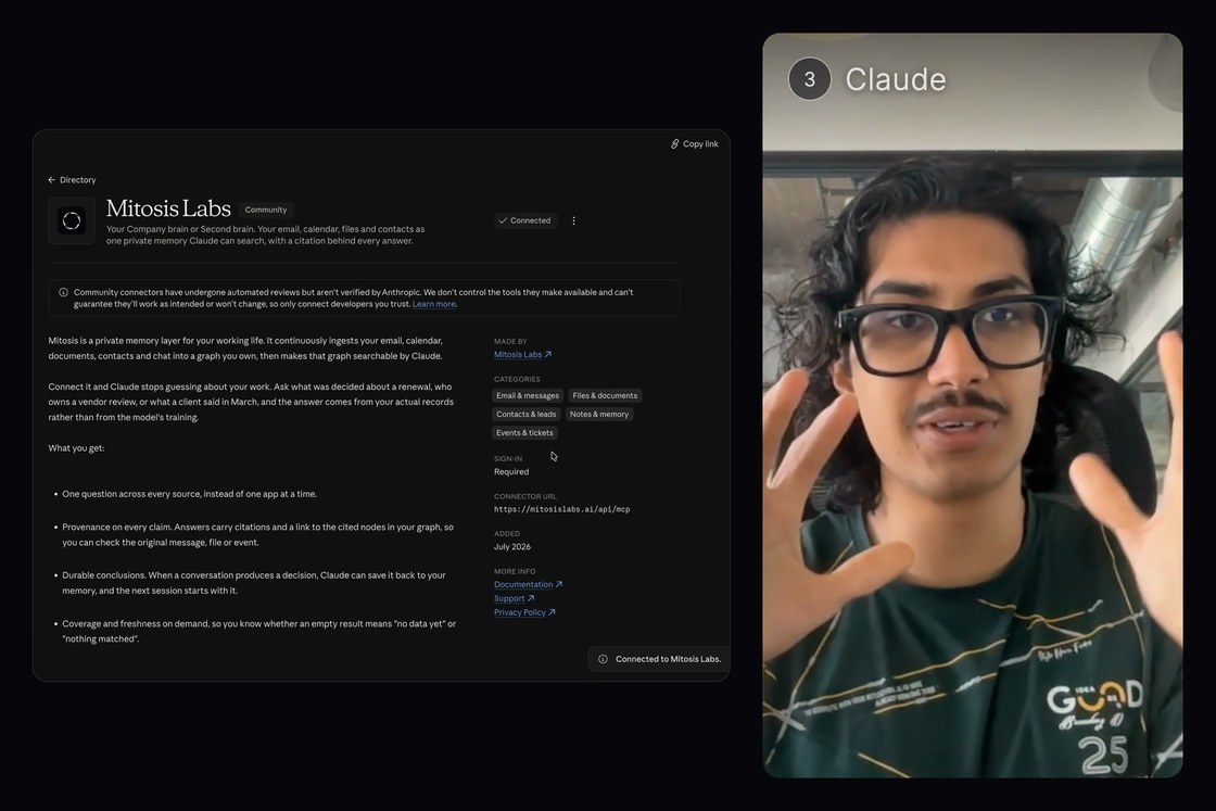 Mitosis Labs connected in the Claude directory